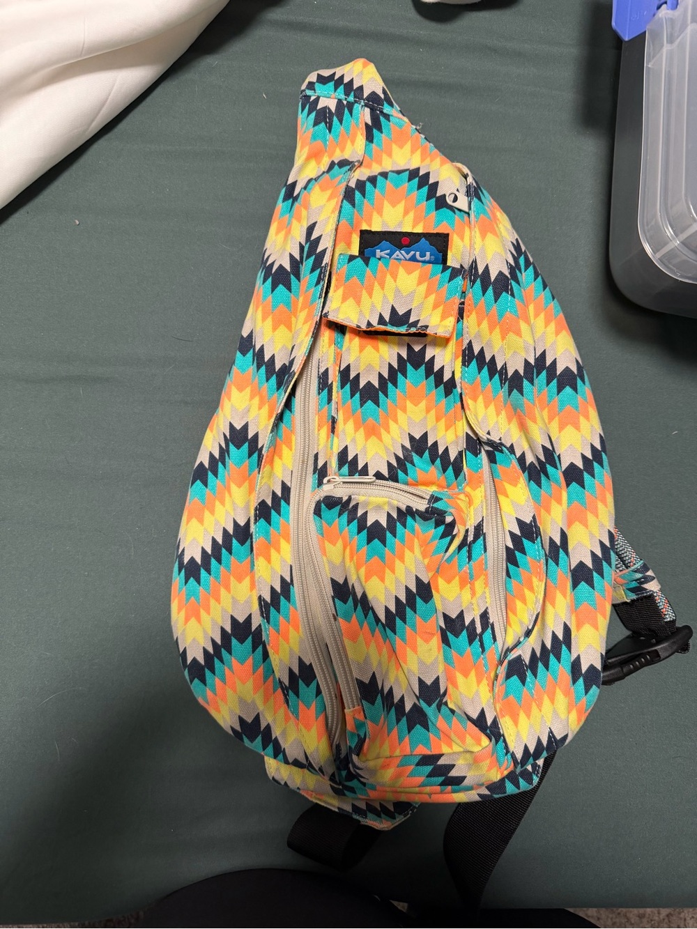 Kavu Chevron Sling Pack - Yellow, Teal, Navy
